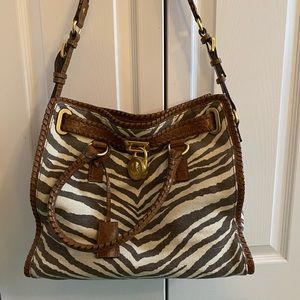 Authentic MK Michael Kors Zebra Print Hamilton Bag